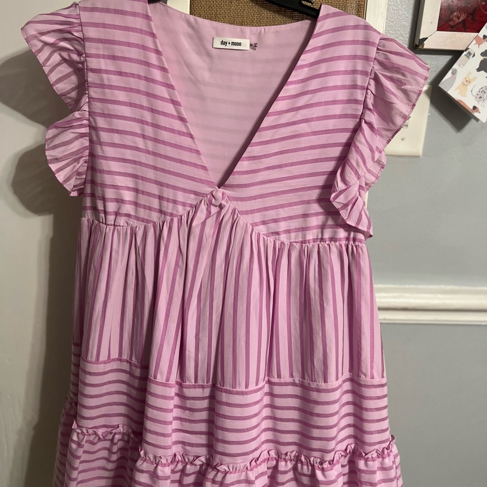 Day Dream Pink Striped Mini Dress